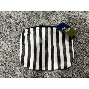 Water Resistant Pouch Toiletry Bag - Black and White Stripe‎ -Open Story